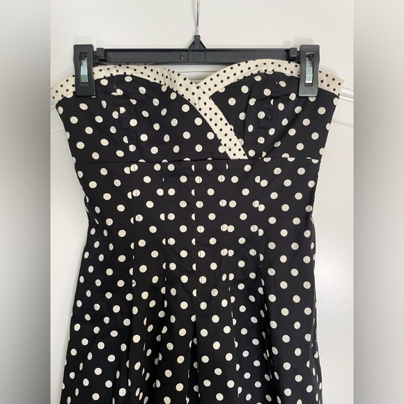 Charlotte Russe Vintage Black and White Polka Dot Strapless Pin-up Dress - Picture 3 of 10